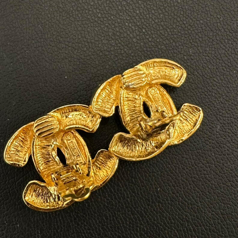 Vintage Chanel Coco Clip-On Earrings Gold-Tone Small.