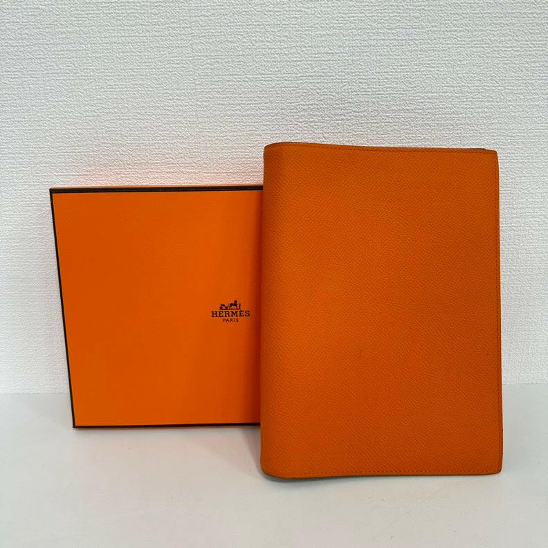 Hermes Leather Agenda - Orange, Medium Size.