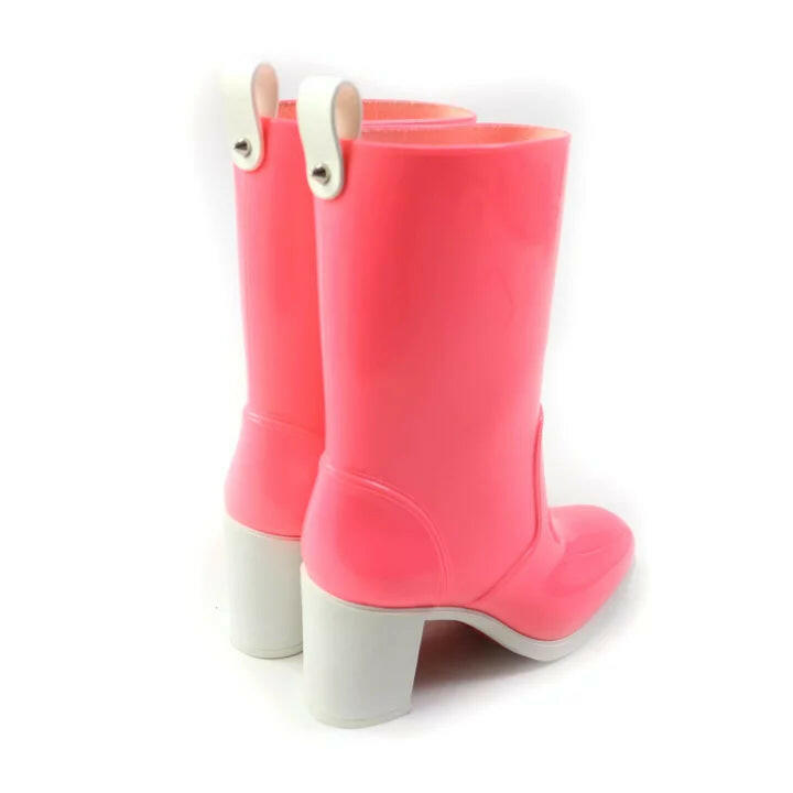 Christian Louboutin Women's Pink Rain Boots, Size 39 - Stylish Waterproof Booties.