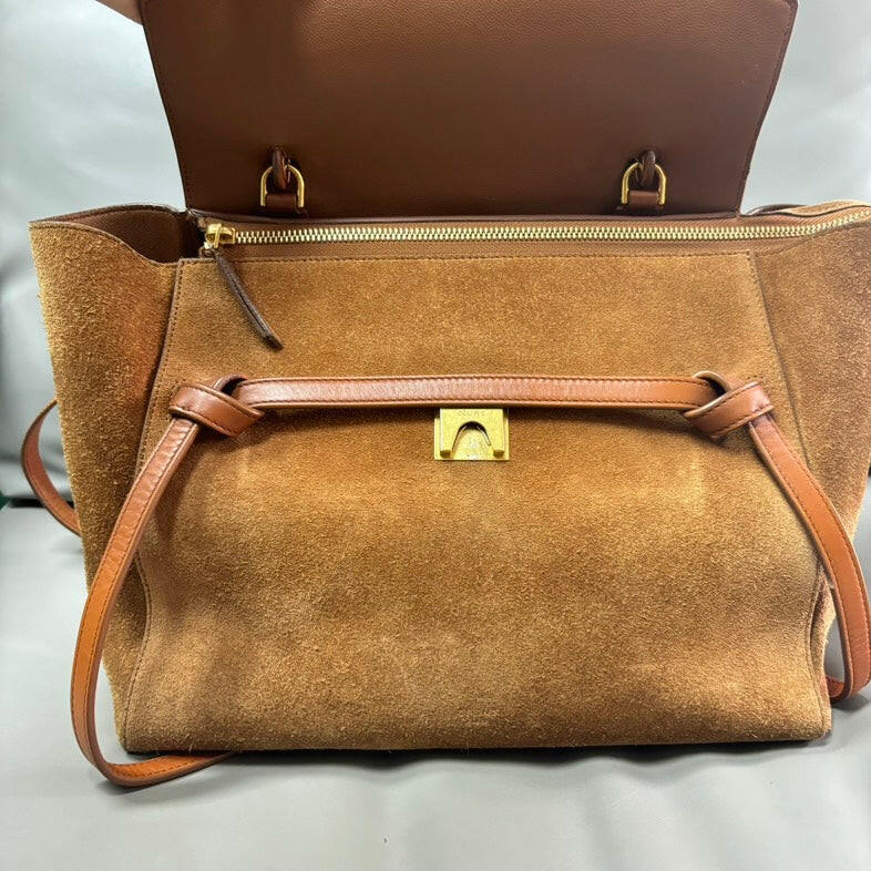 Celine Belt Bag in Tan Leather and Suede, Medium Size.