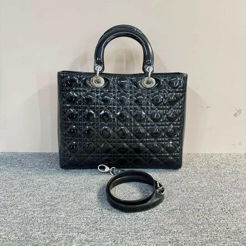 Dior Lady Dior Cannage Two-Way Bag Large Black.