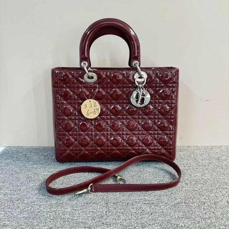 Dior Lady Dior Cannage Red Two-Way Bag with Strap.