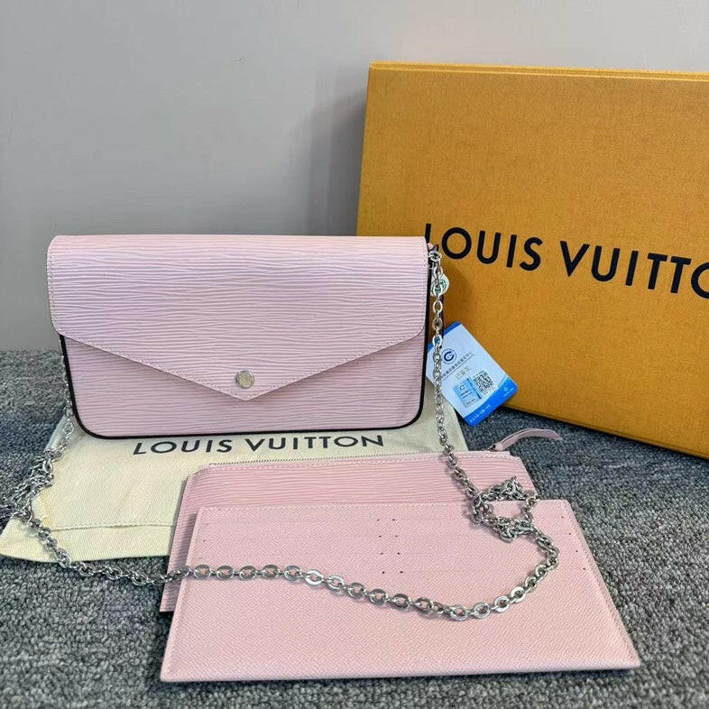 Louis Vuitton Epi Leather Multi Pochette Bag Pink With Dustbag & Box.