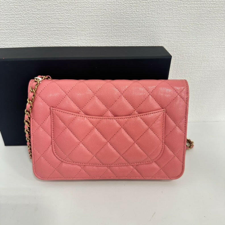 Chanel Caviar Leather Wallet on Chain Pink Medium Crossbody Bag.