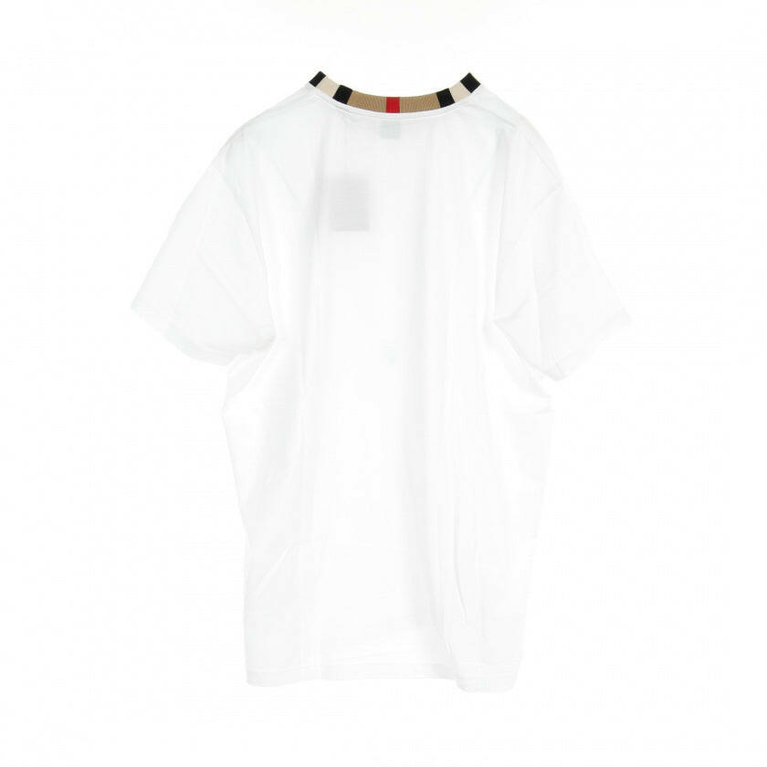 Men's Burberry White T-Shirt with Checked Collar - Size M.