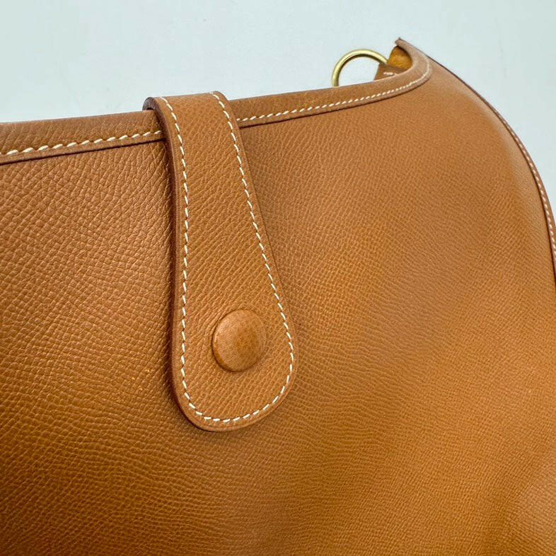 Hermès Evelyne Crossbody Bag Tan Medium Size Leather.