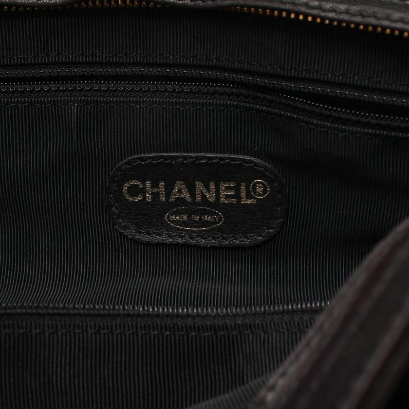 Chanel Coco Mark Chain Shoulder Tote Bag Lambskin Black Gold Hardware.