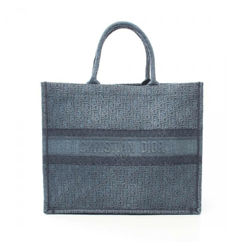 Christian Dior Book Tote Large in Denim Blue Dior Oblique Handbag.