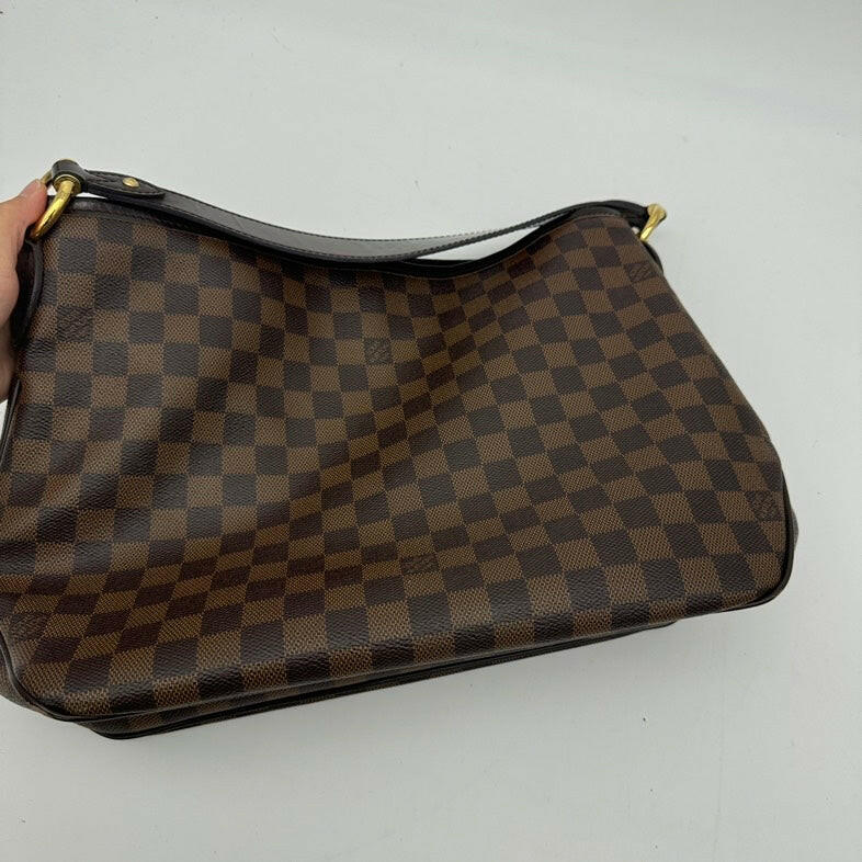 Louis Vuitton Brown PVC Damier Ebene Shoulder Bag - Medium Size.