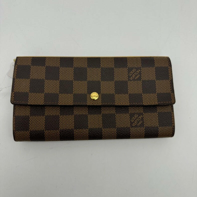 Louis Vuitton Damier Ebene Canvas Clutch & Wristlet - Brown Monogram Pattern 9".