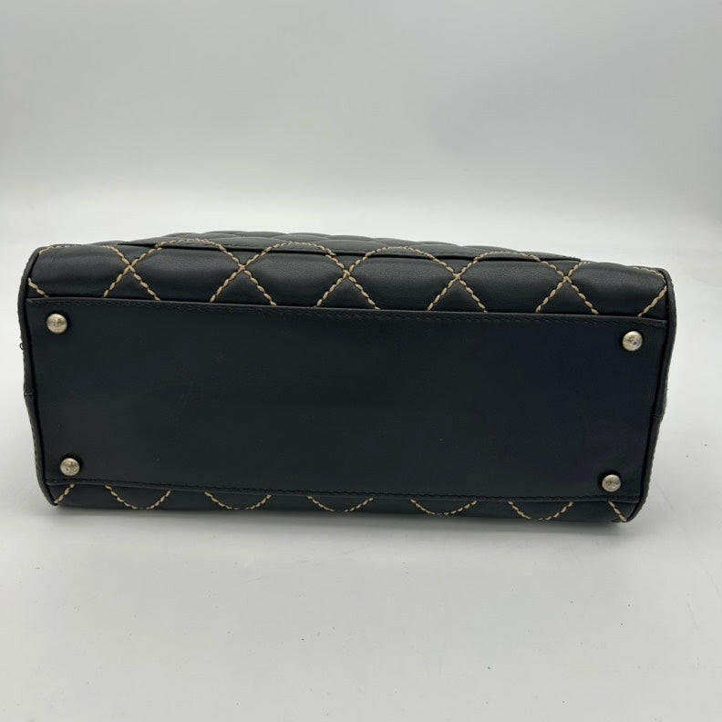 Chanel Black Quilted Leather Shoulder Bag Medium with Silver Hardware.