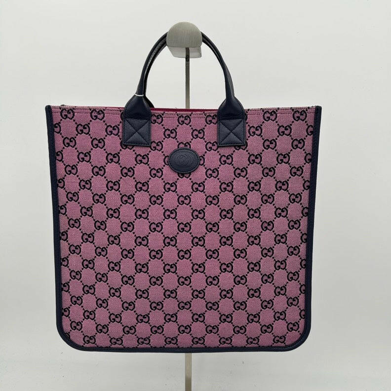 Gucci Monogram Retro Interlocking G Children's Tote - Pink Navy Small.