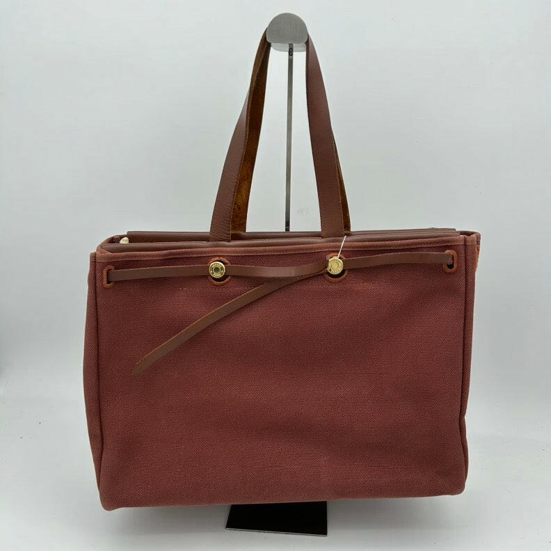 Hermès Canvas Shoulder Bag in Brown - Medium Size.