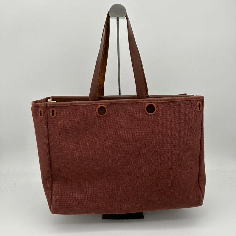 Hermès Canvas Shoulder Bag in Brown - Medium Size.