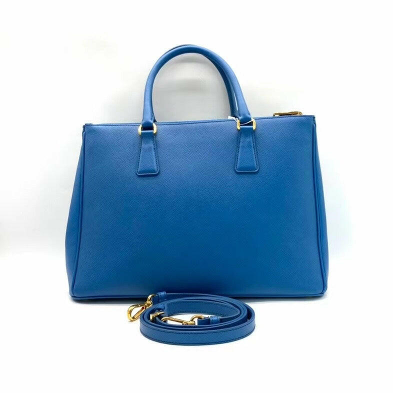 Prada Galleria Blue Handbag with Shoulder Strap - Large Size.