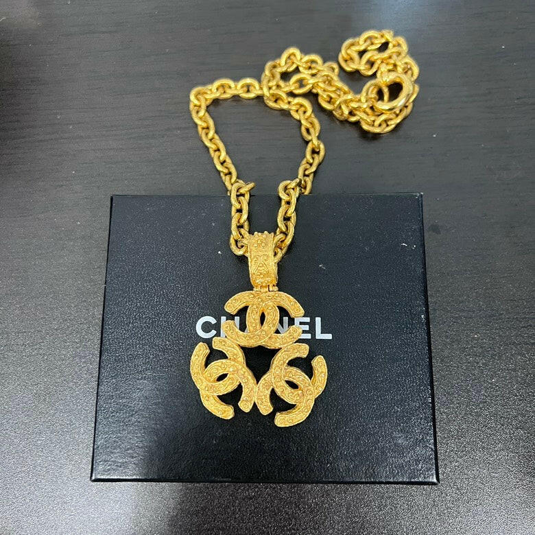 Chanel Gold-Tone CC Pendant Necklace - 63 cm.