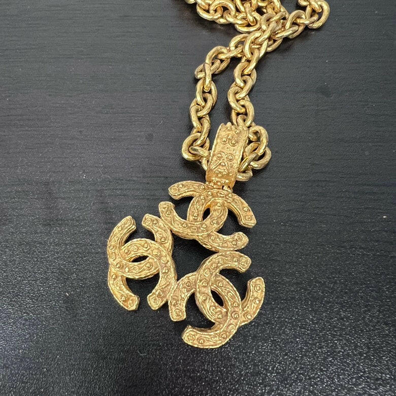 Chanel Gold-Tone CC Pendant Necklace - 63 cm.