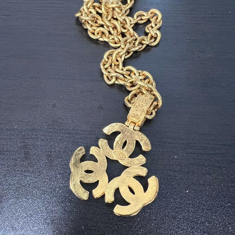 Chanel Gold-Tone CC Pendant Necklace - 63 cm.