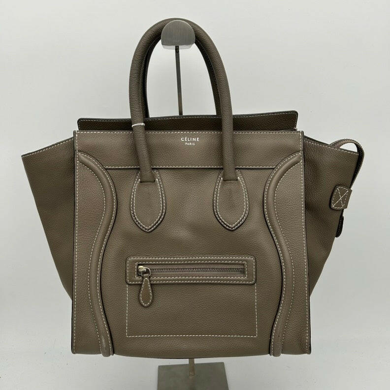 Celine Phantom Luggage Taupe Leather Handbag Medium Size.