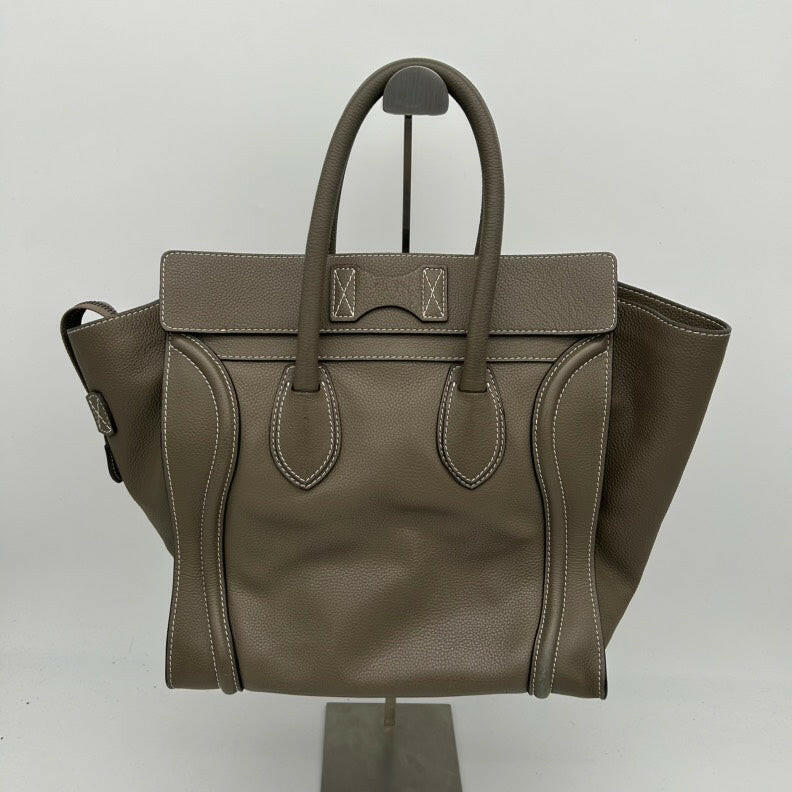 Celine Phantom Luggage Taupe Leather Handbag Medium Size.