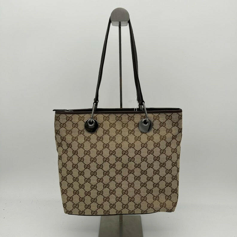 Gucci Canvas GG Monogram Medium Shoulder Bag - Beige Brown.