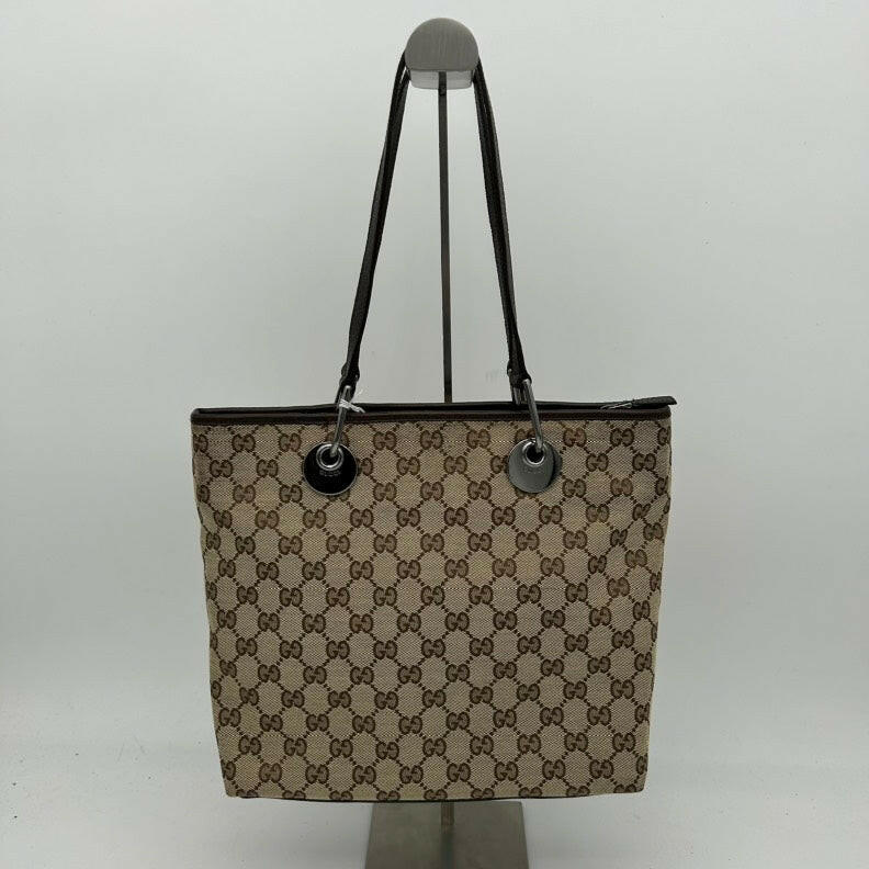 Gucci Canvas GG Monogram Medium Shoulder Bag - Beige Brown.