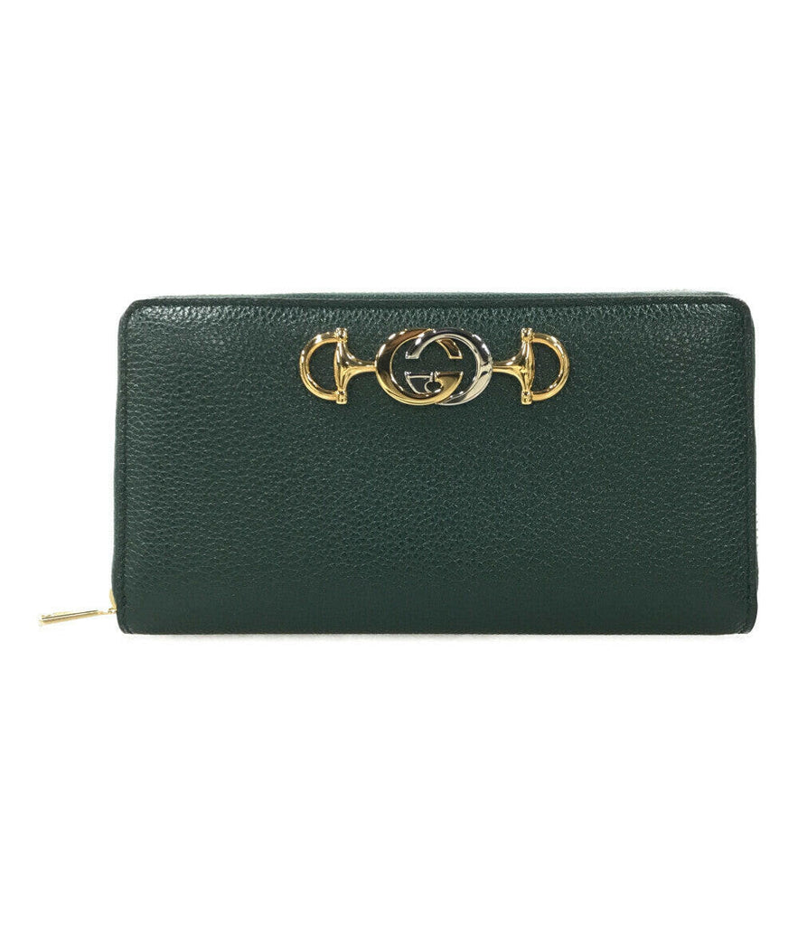 Gucci Dark Green Leather Clutch with Gold Hardware.