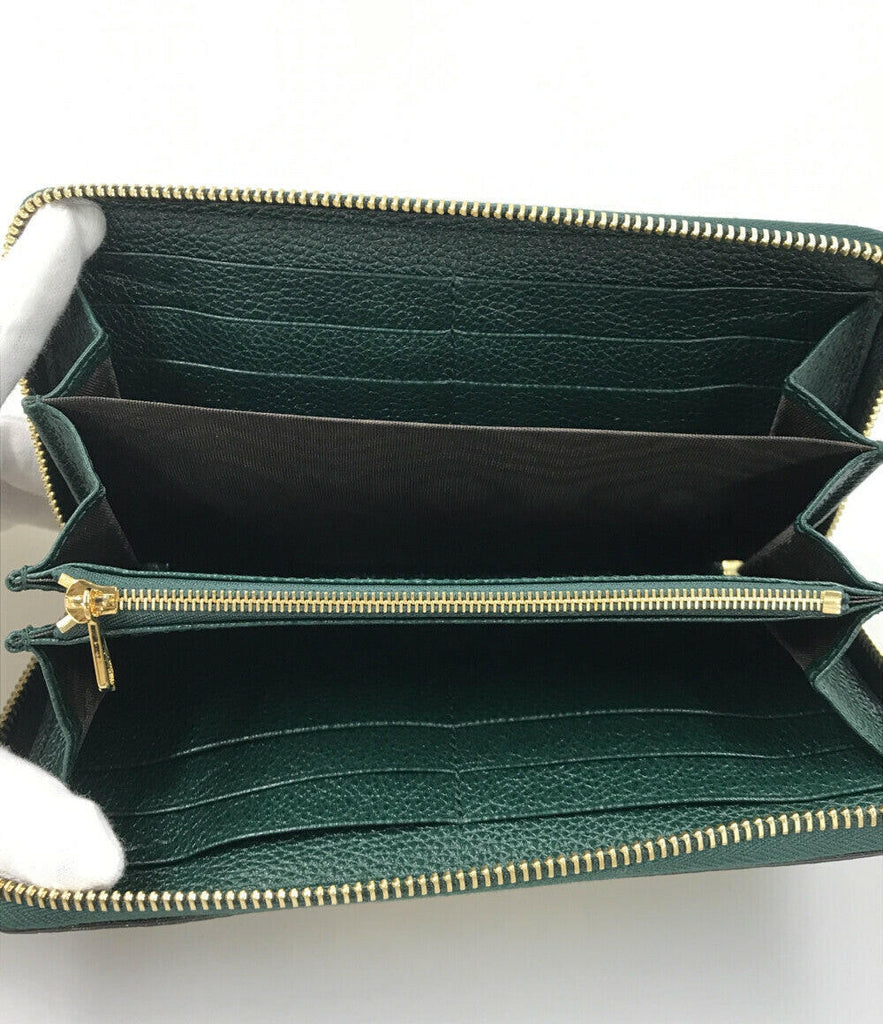 Gucci Dark Green Leather Clutch with Gold Hardware.