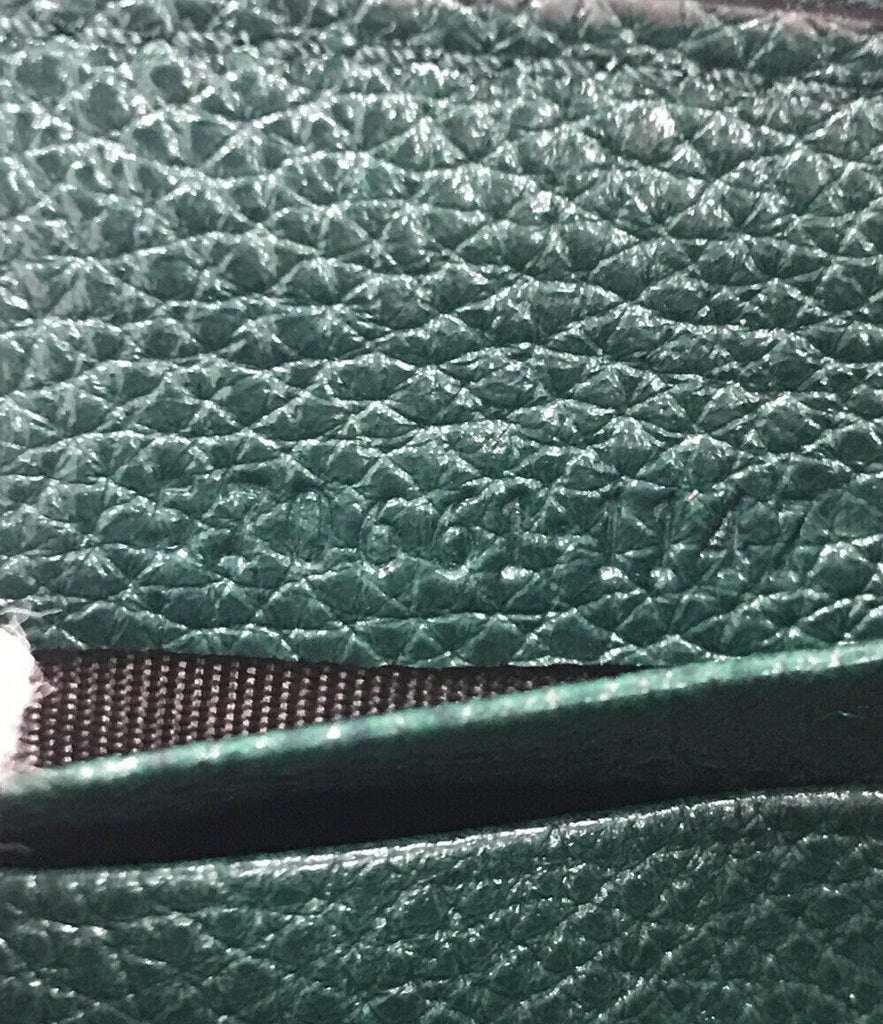 Gucci Dark Green Leather Clutch with Gold Hardware.