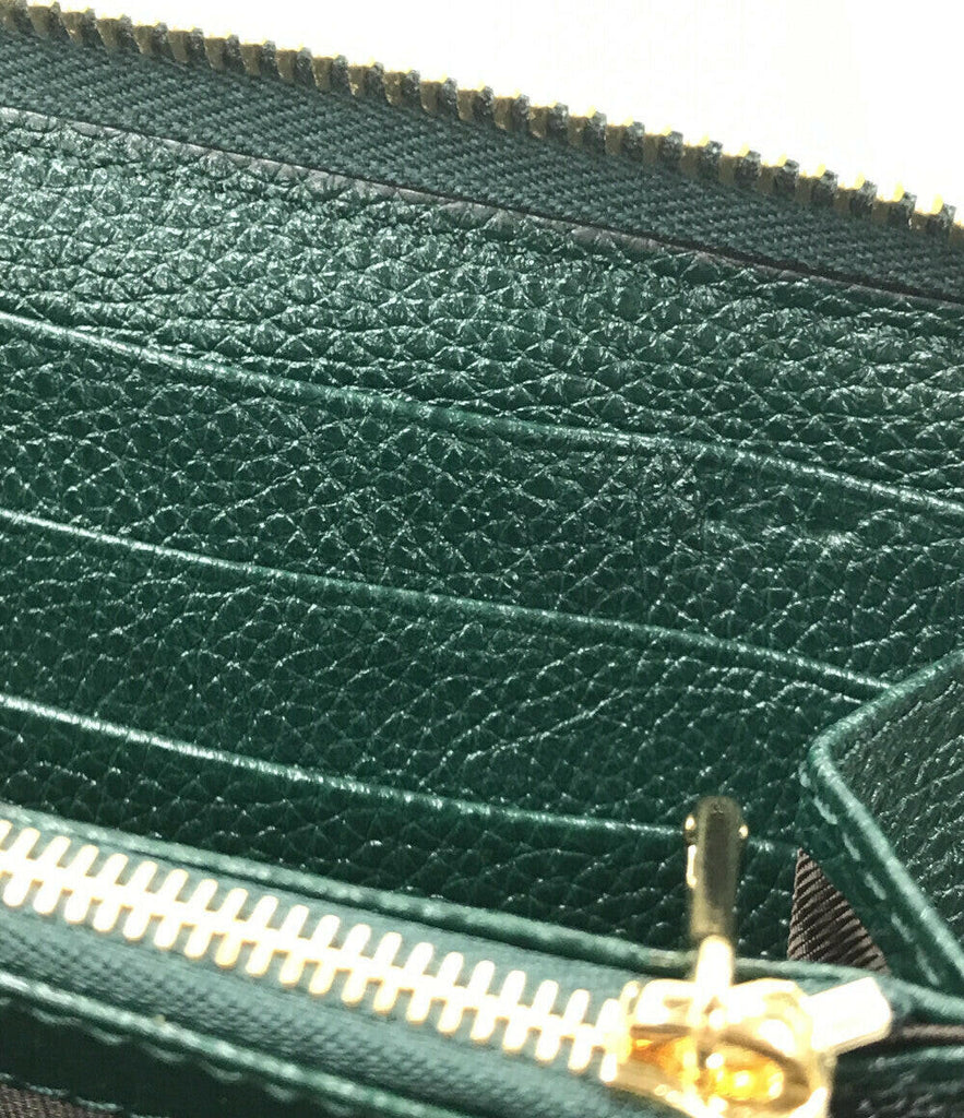 Gucci Dark Green Leather Clutch with Gold Hardware.