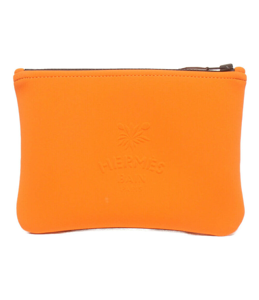 Hermès Bain Mini Pouch Orange Neoprene Clutch.