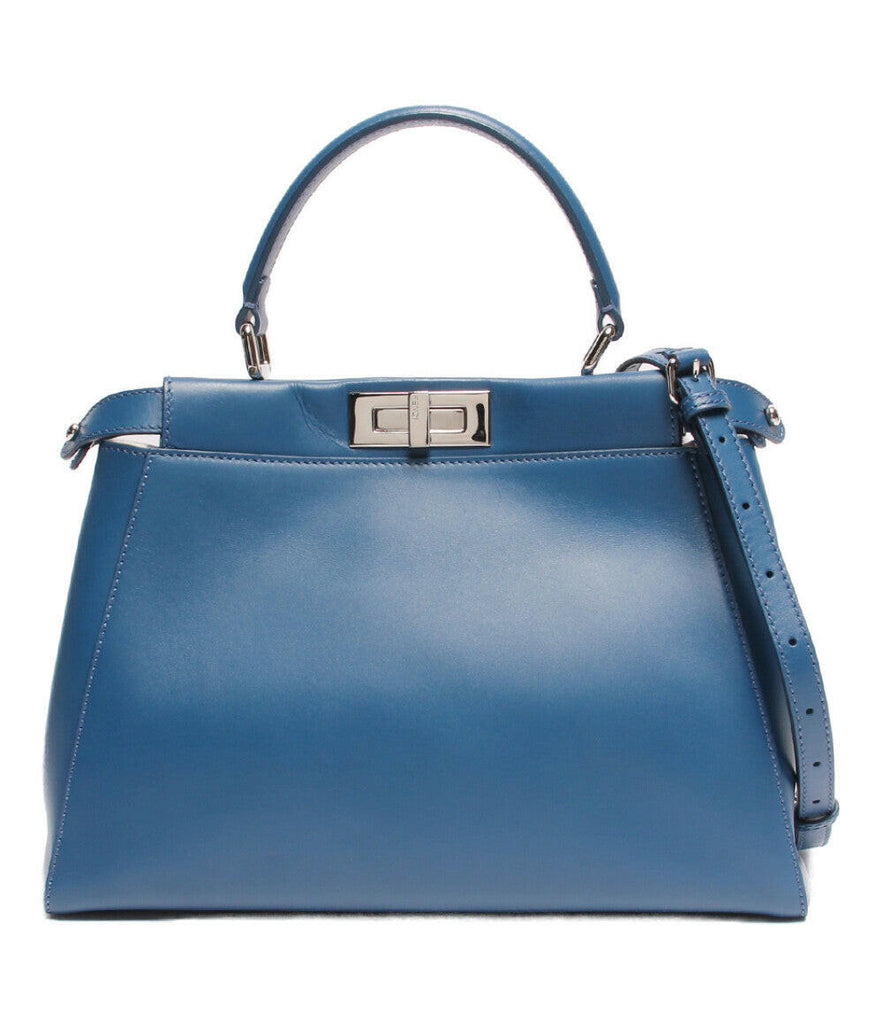 Fendi Peekaboo Leather Handbag - Medium Size, Blue.