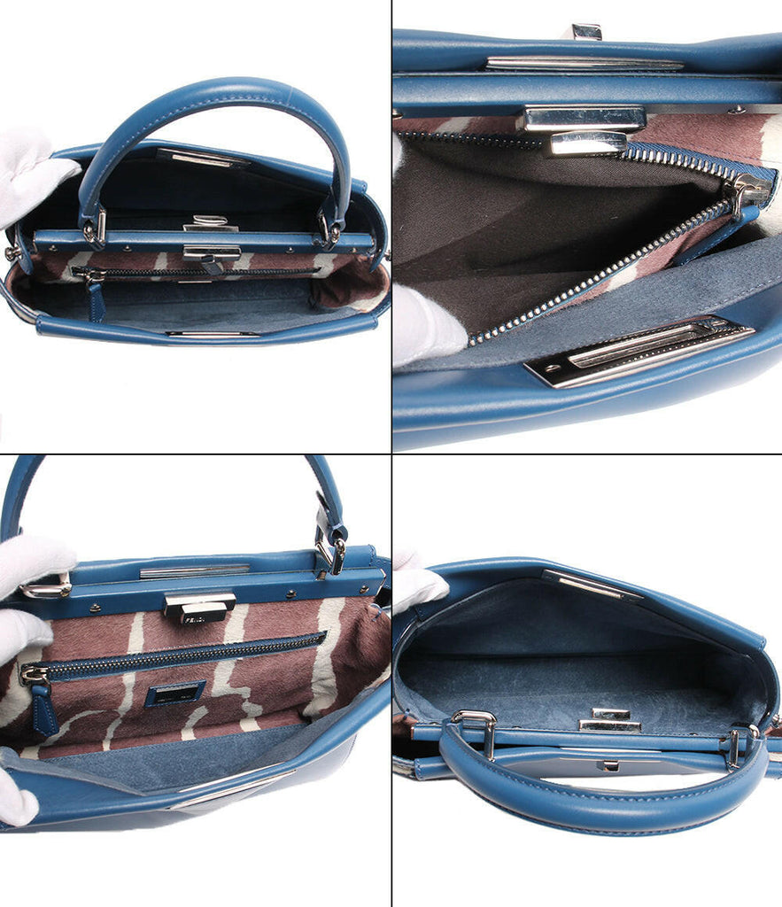 Fendi Peekaboo Leather Handbag - Medium Size, Blue.