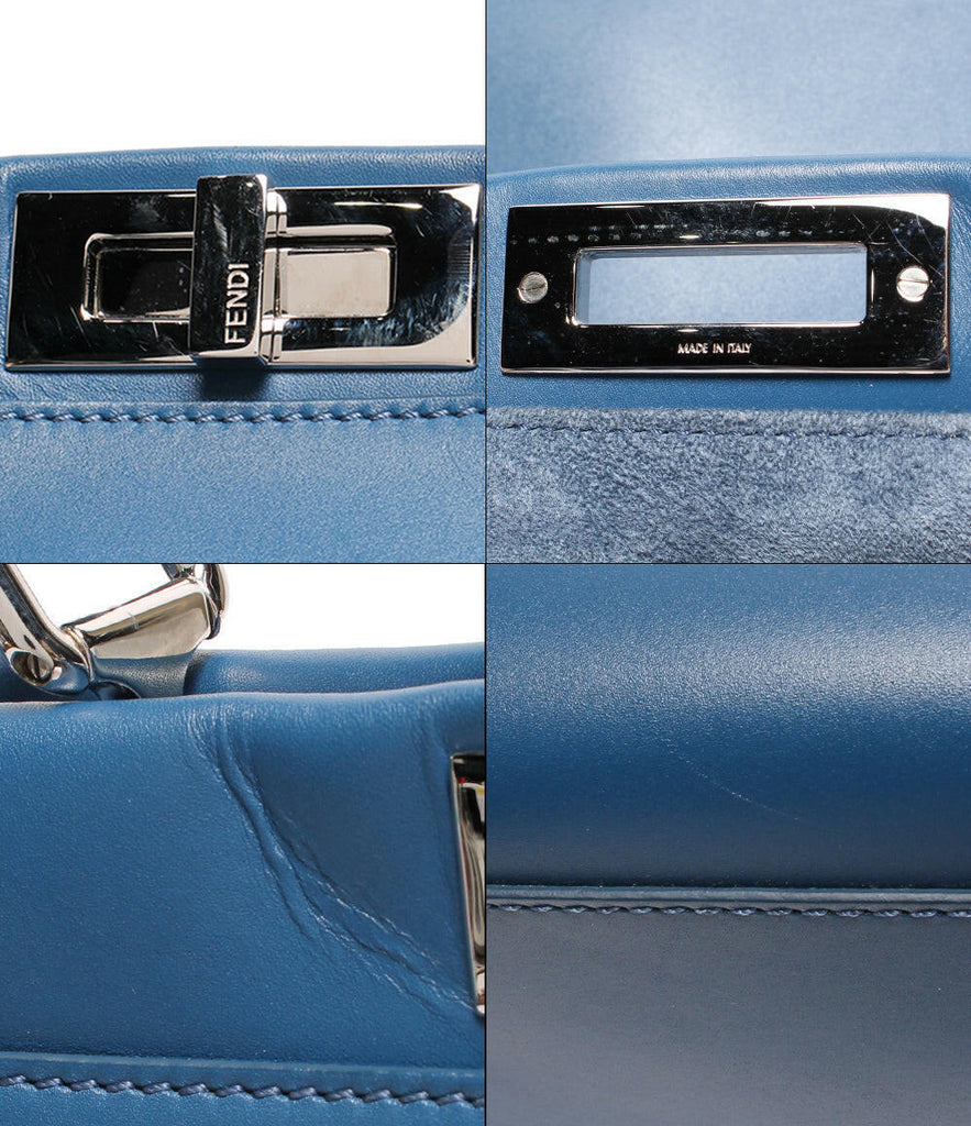 Fendi Peekaboo Leather Handbag - Medium Size, Blue.