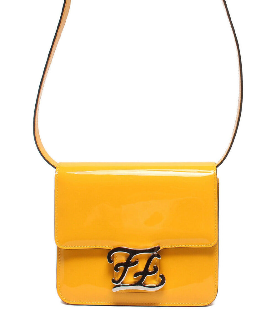 Fendi Yellow Leather 2-Way Shoulder Bag with FF Logo - Medium Size.