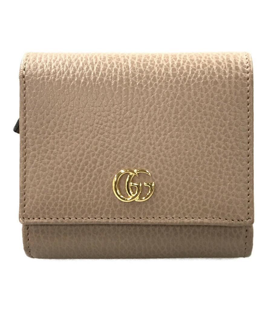 Gucci GG Marmont Beige Leather Clutch Wristlet Small Size.