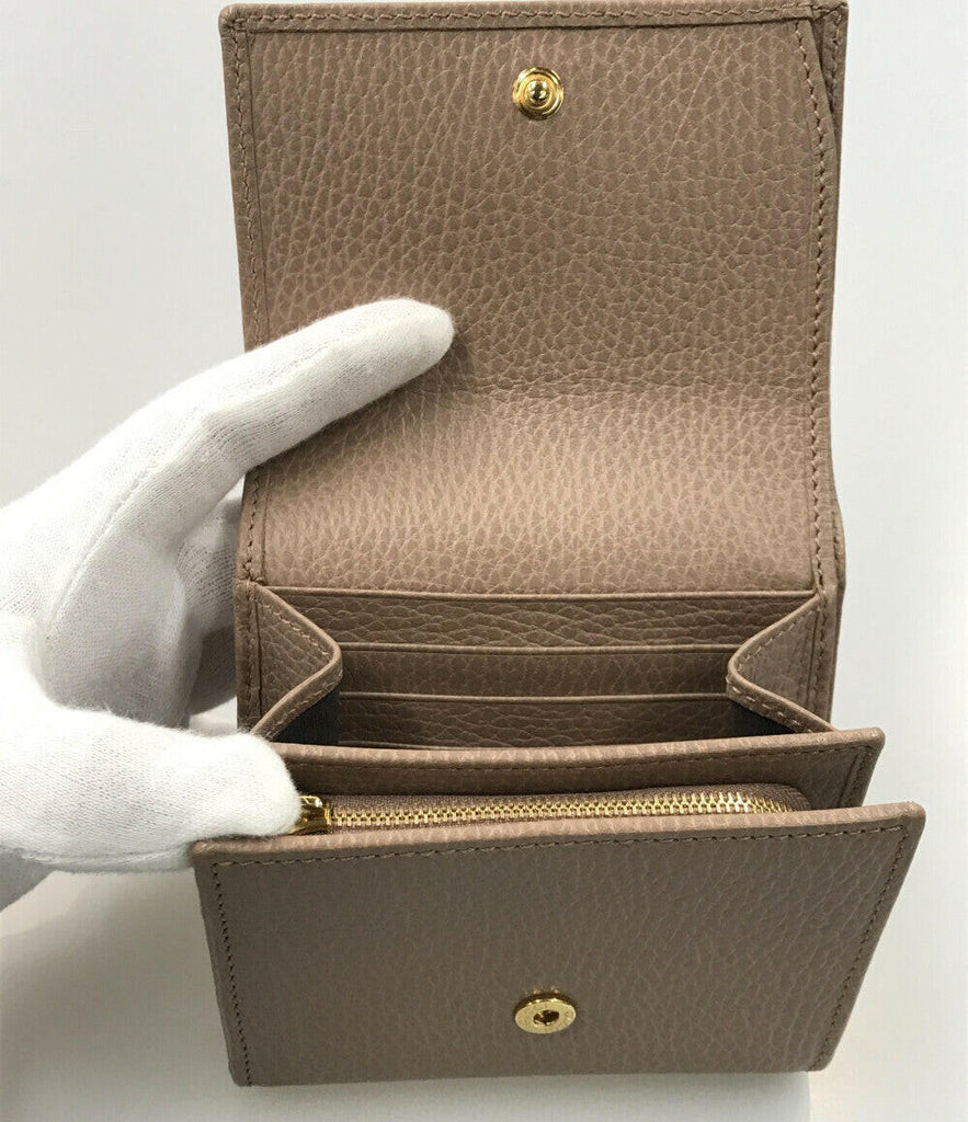 Gucci GG Marmont Beige Leather Clutch Wristlet Small Size.