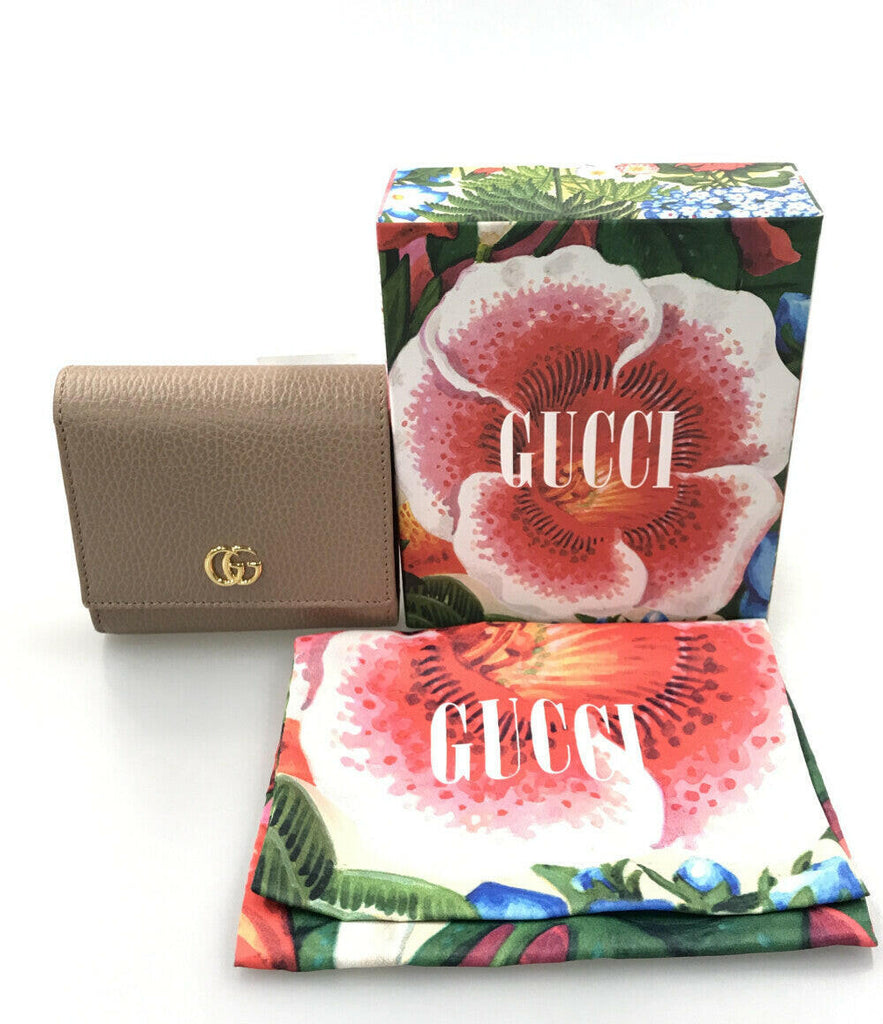 Gucci GG Marmont Beige Leather Clutch Wristlet Small Size.