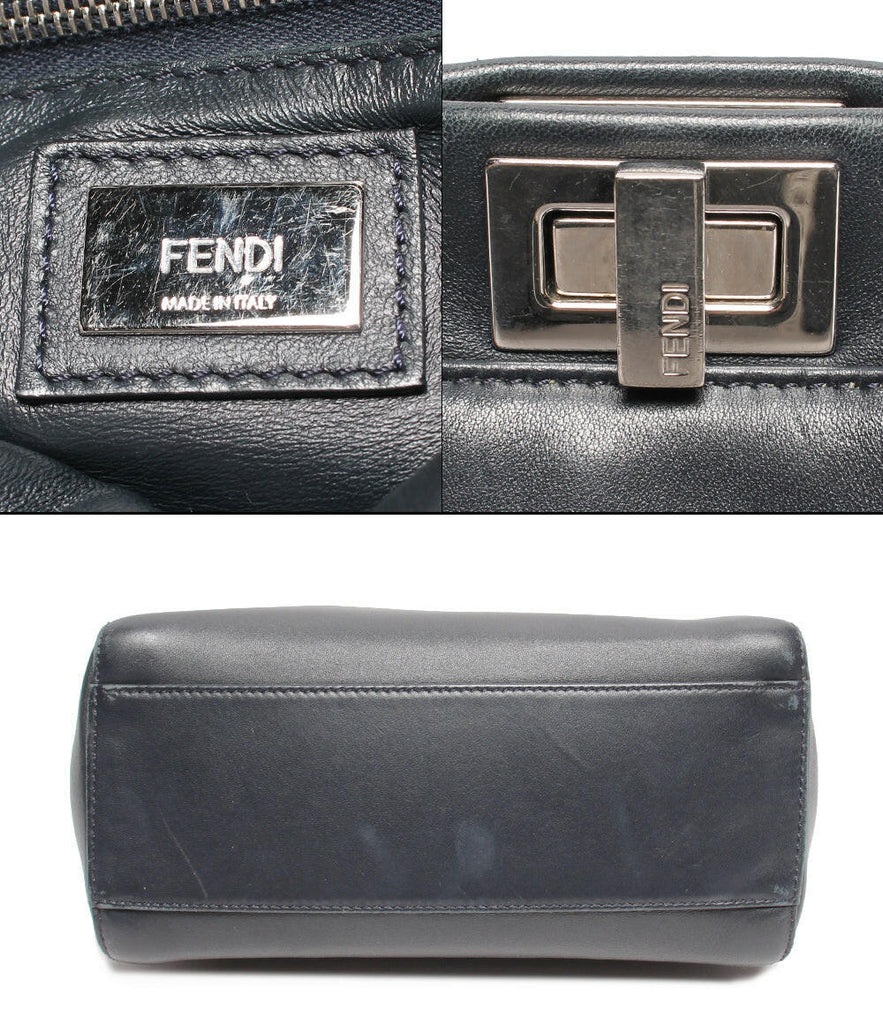 Fendi Peekaboo Black Leather Shoulder Bag with Snake Handle Detailing - Medium Size.