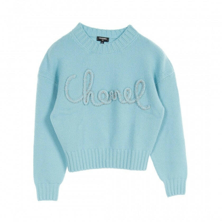 Chanel Light Blue Cashmere Sweater Size 36.