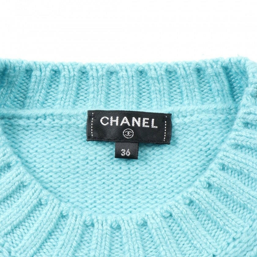 Chanel Light Blue Cashmere Sweater Size 36.