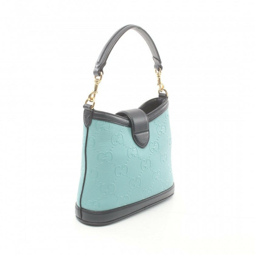 Gucci GG Leather 2-Way Chain Bag in Teal and Black.