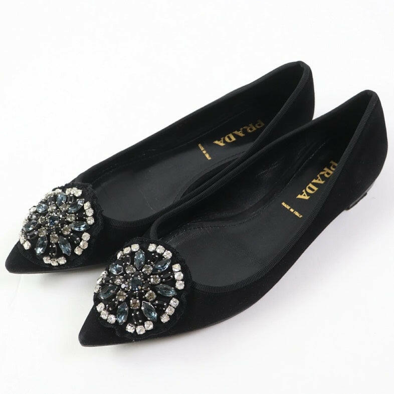 Prada Black Jewel Embellished Pumps Size 37.5.