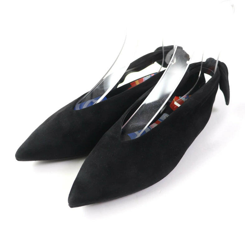 Hermès Black Pointed-Toe Flat Shoes Size 37 F.