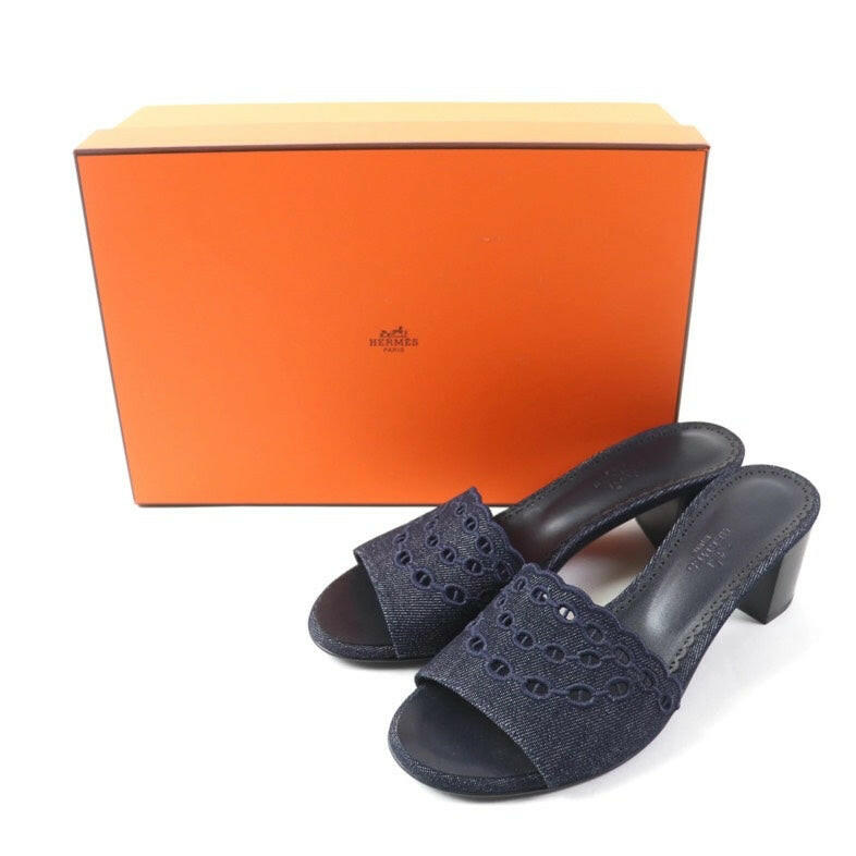 Hermès Navy Blue Sandals Size 38.