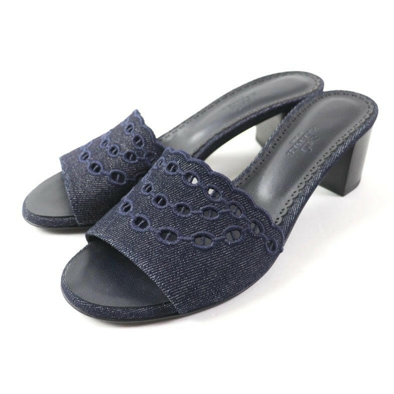 Hermès Navy Blue Sandals Size 38.