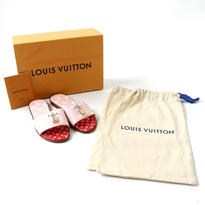 Louis Vuitton Women's Pink Monogram Slide Sandals, Size 35.