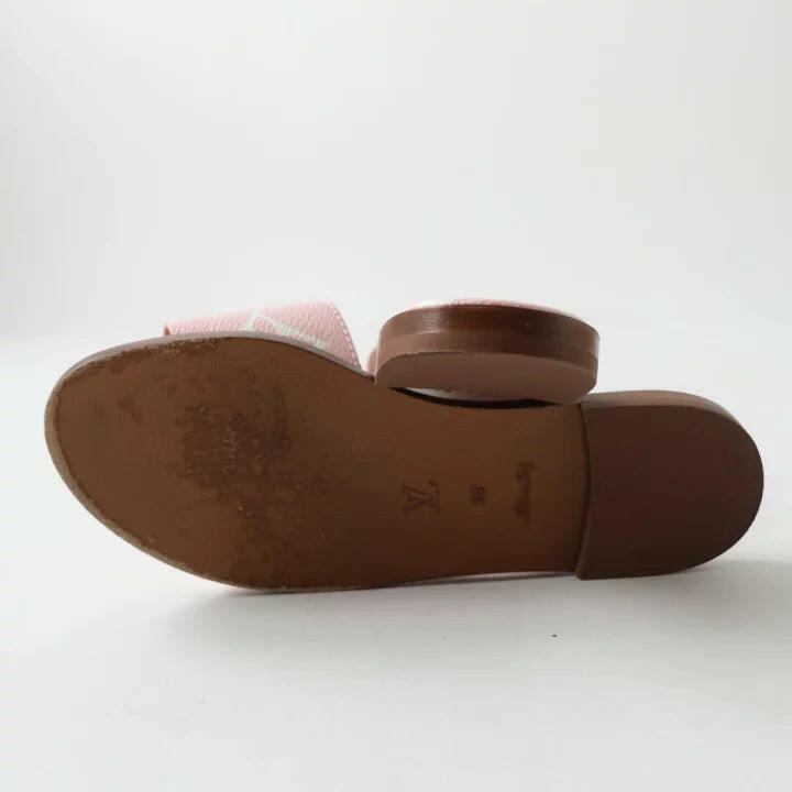 Louis Vuitton Women's Pink Monogram Slide Sandals, Size 35.