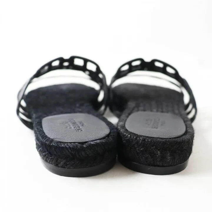 Hermès Oasis Black Flat Sandals Size 36 With Box and Dust Bag.