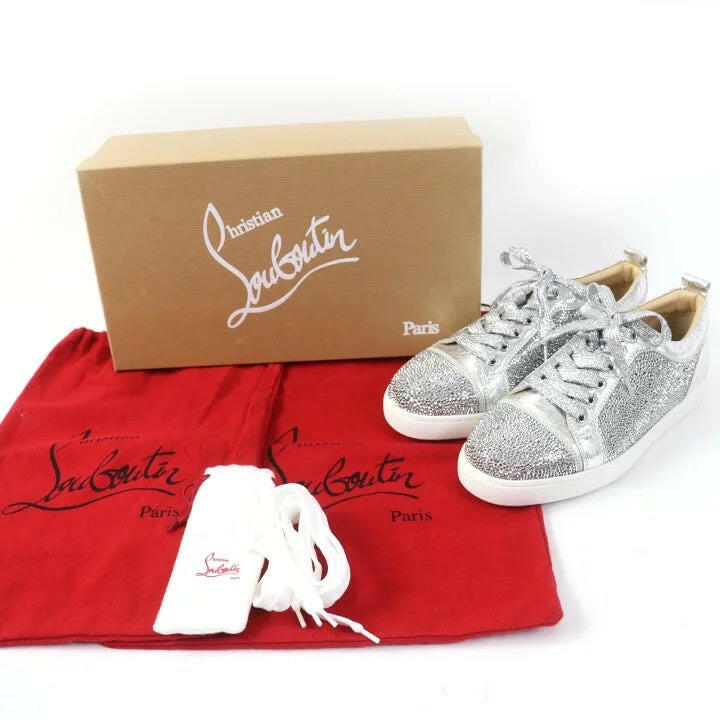 Christian Louboutin Women's Silver Glitter Sneakers Size 37.5.